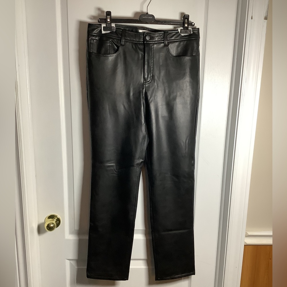 Calvin Klein Black Straight Faux Leather Jeans